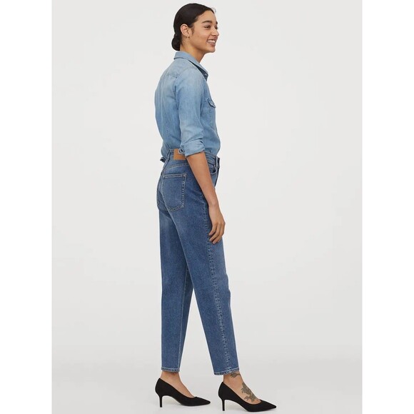 H&M Chambray Denim Shirt Womens Size L Long Sleeve Pearl Snaps Western Layers - Picture 4 of 6